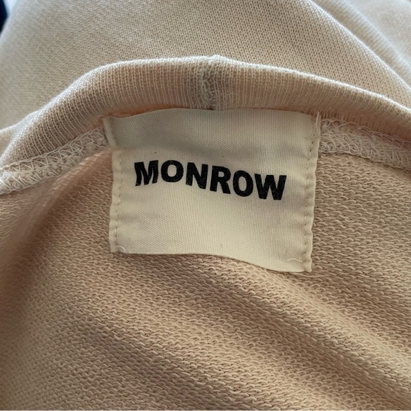 MONROW Beige Snap Sleeve Cotton Blend Tear Away Sweatshirt HT0527 Size Medium - Picture 5 of 11